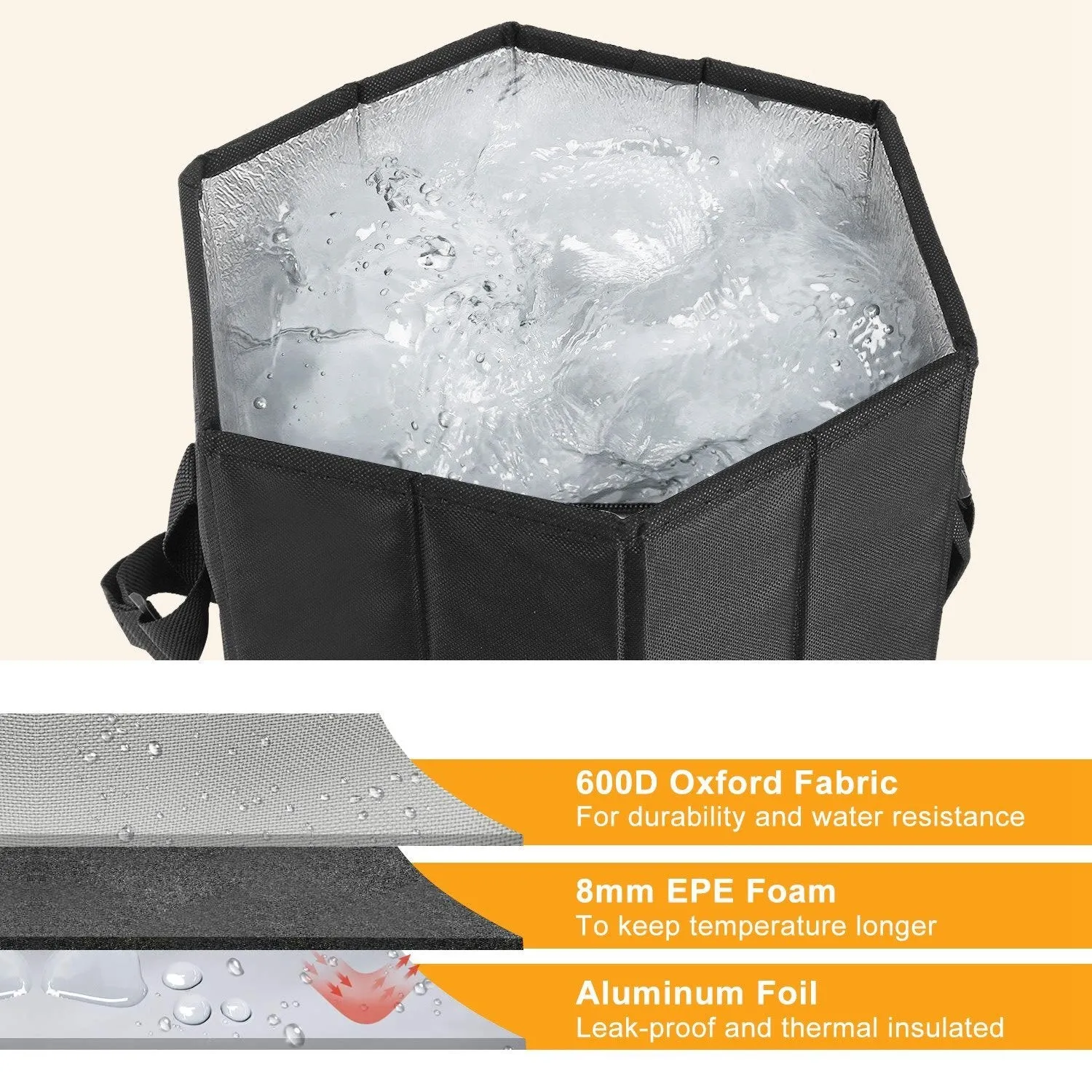 3 Gallon Collapsible Grocery Cooler Bag Seat Combo