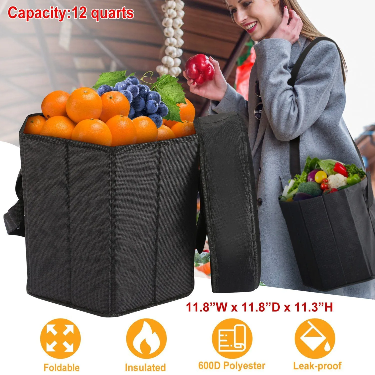 3 Gallon Collapsible Grocery Cooler Bag Seat Combo