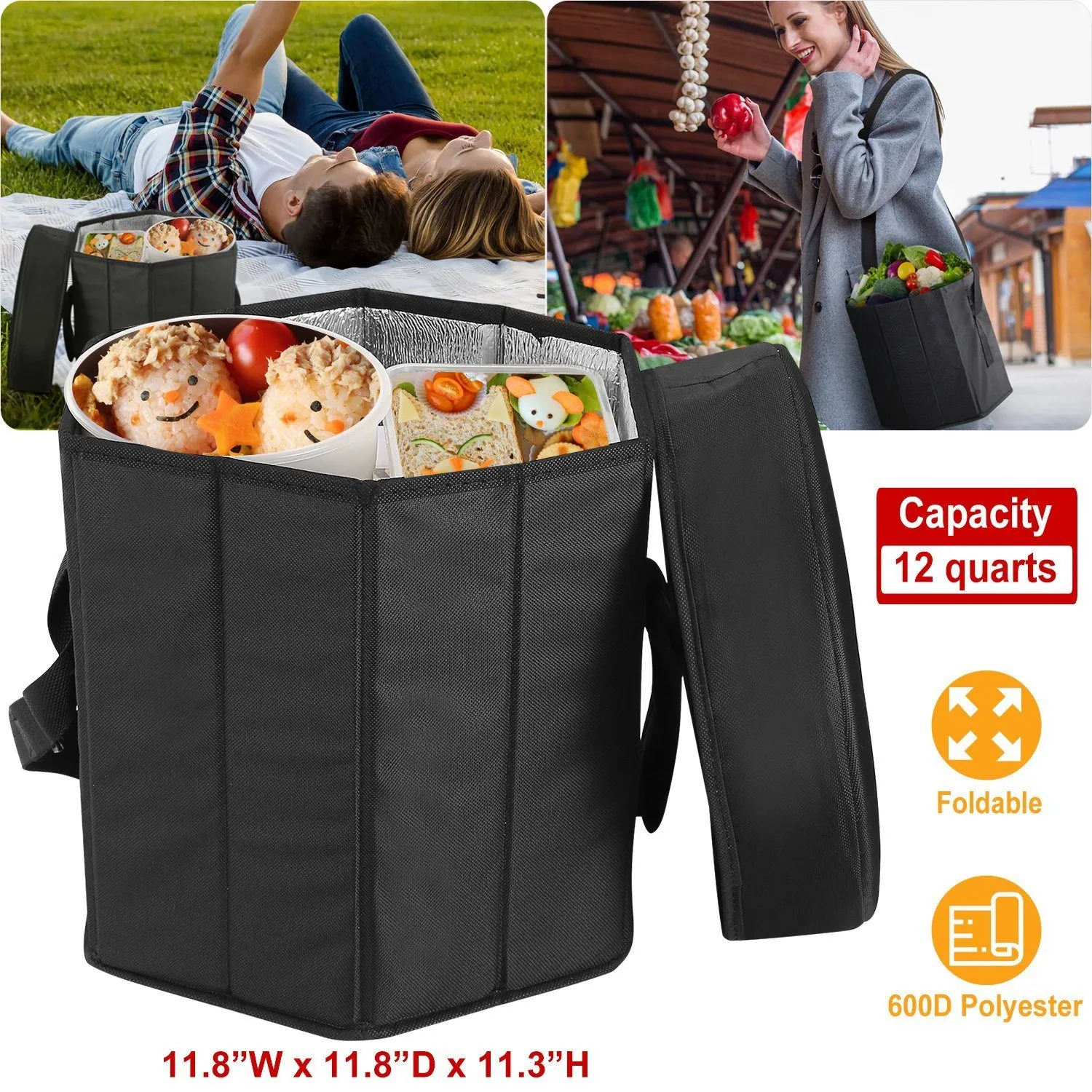 3 Gallon Collapsible Grocery Cooler Bag Seat Combo