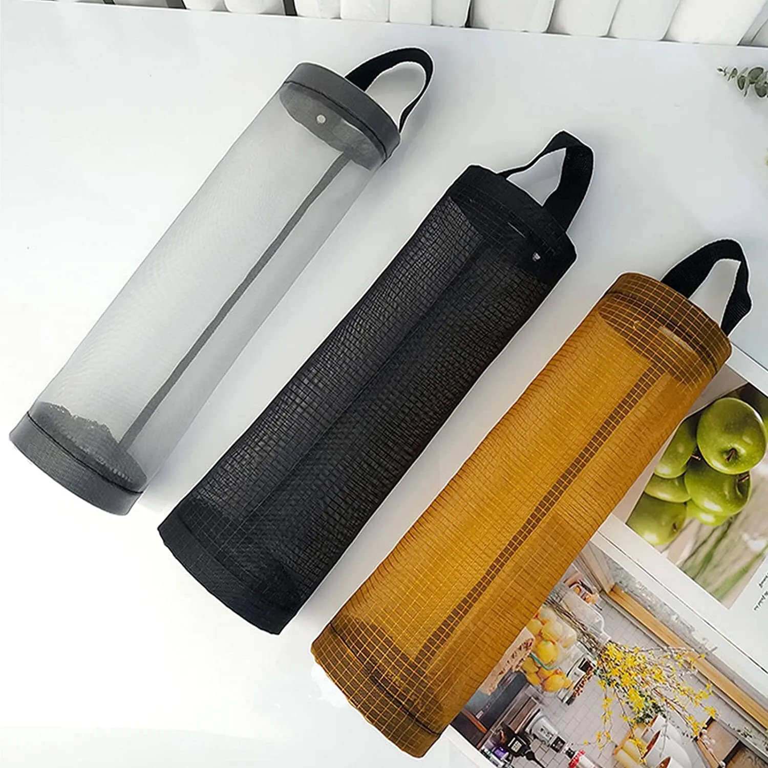 3-Pack: Plastic Mesh Grocery Bag Holder