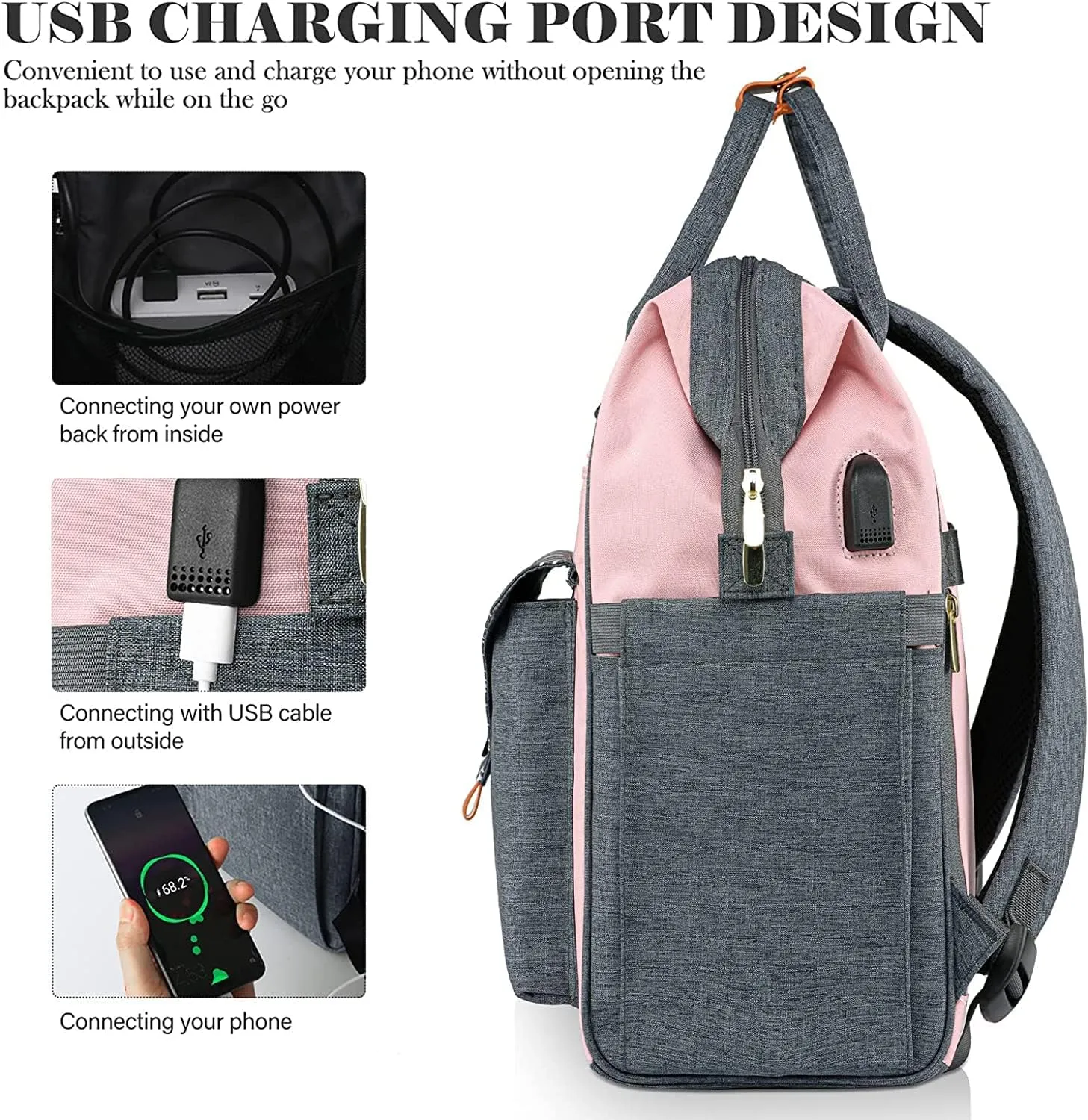 Backpack for Women School Backpack, 15.6 Inch Computer Back Pack with USB Charging Port Travel Bookbag for College Work Business, Gifts for Women Girls