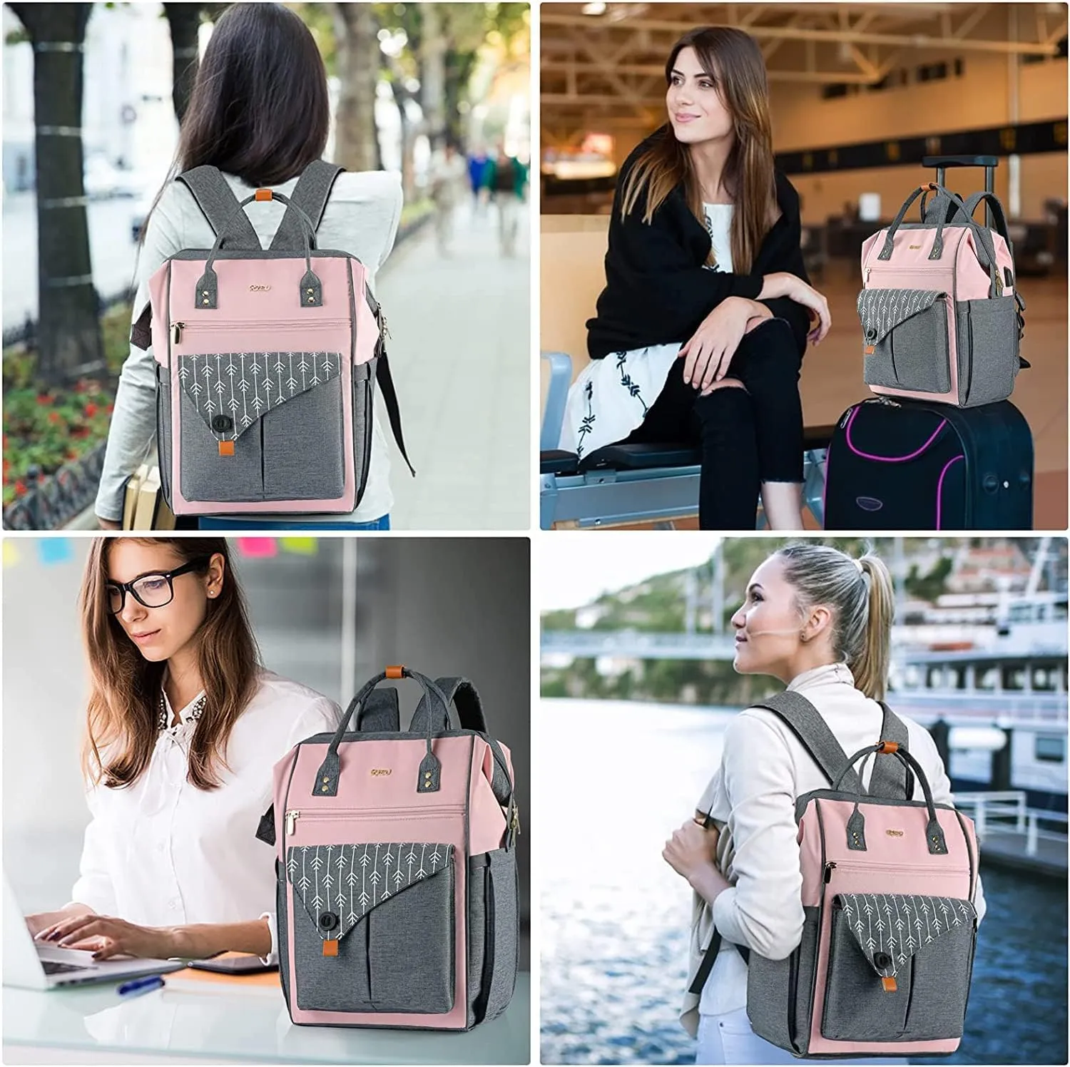 Backpack for Women School Backpack, 15.6 Inch Computer Back Pack with USB Charging Port Travel Bookbag for College Work Business, Gifts for Women Girls