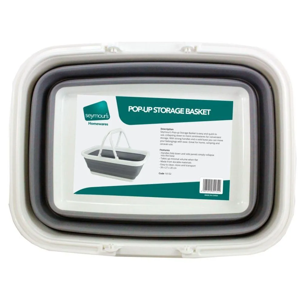 Collapsible Carry Basket with Handles White & Grey