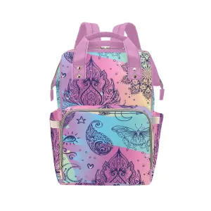 Diaper Bag – Bohemian Colorful Doodle | Babygirl Custom Diaper Bag, Hipster Diaper Backpack, Boho Bag, Bohemian Bag, Multi Compartment Bag