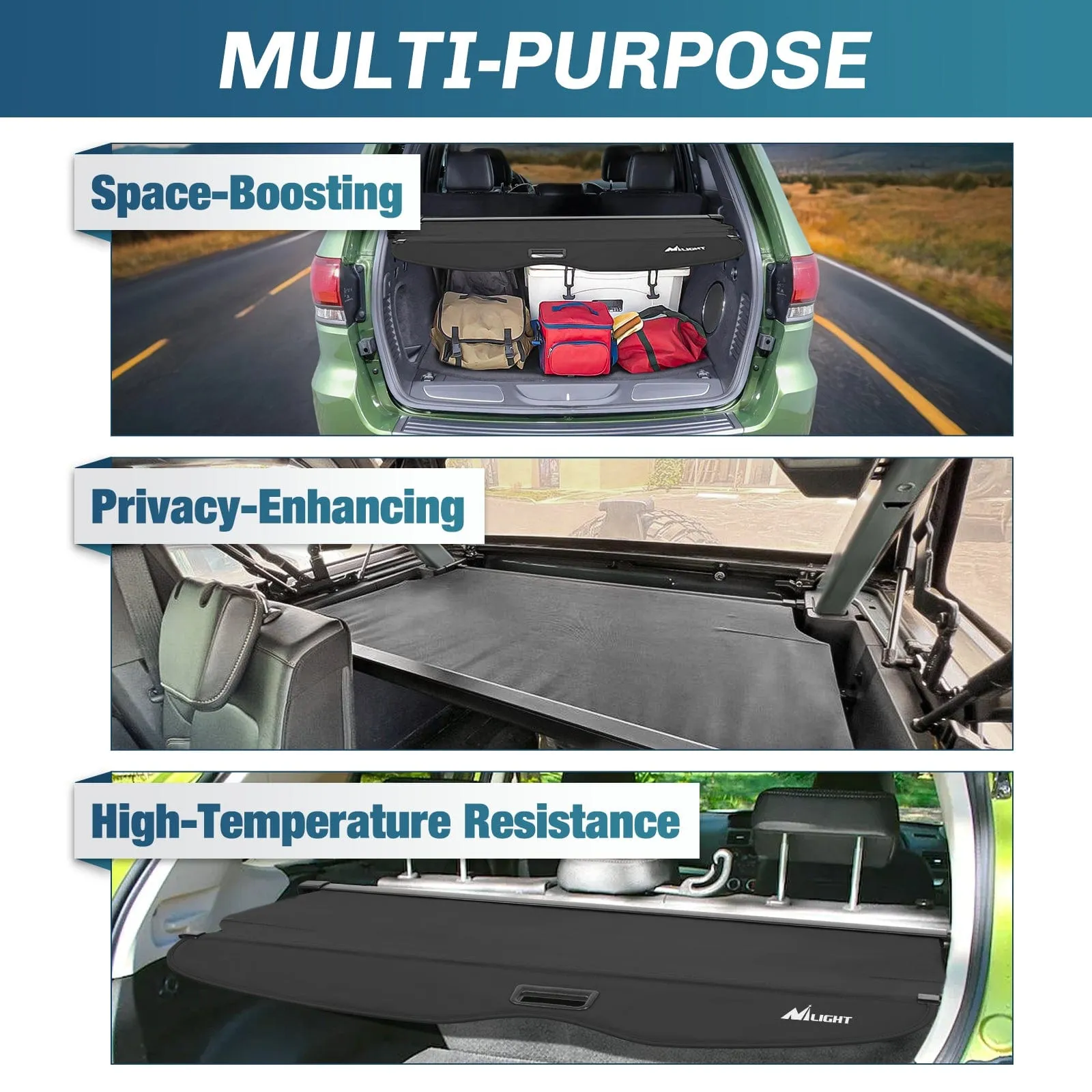 Trunk Cargo Cover with Storage Net for Jeep Grand Cherokee Accessories 2011-2021